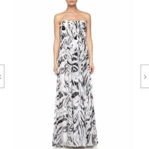 Halston Heritage Strapless Chiffon Silk Gown SZ 2